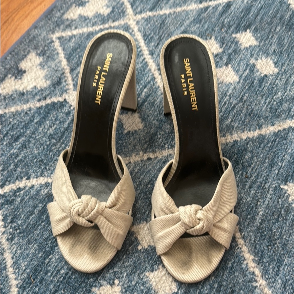Saint Laurent Cream Knotted Heels